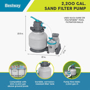 View 2,200 GPH Sand Filter Pump for Above Ground Pools, High Flow Swimming Pool Filtration System image 3