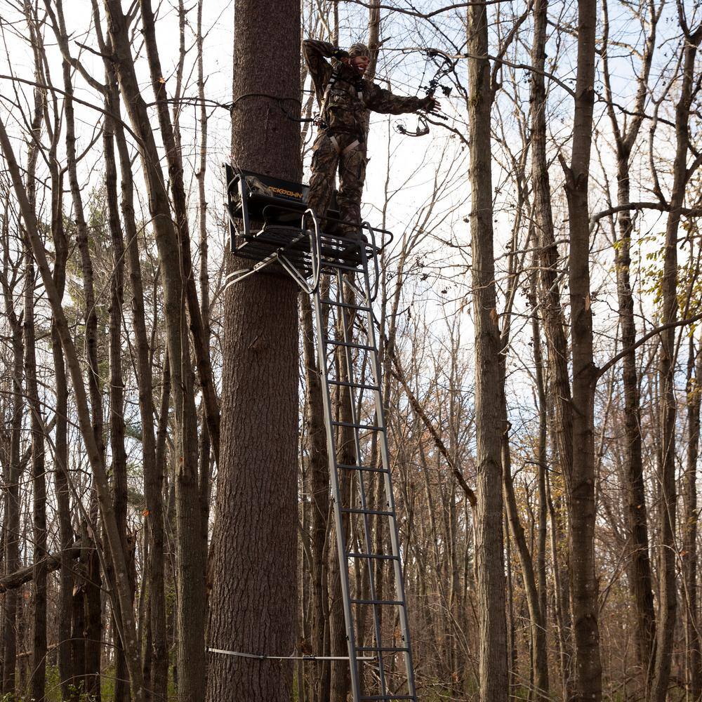 21-Foot 2-Person Ladder Treestand, Heavy-Duty Hunting Tree Stand with Ladder, Elevated Outdoor Hunting Platform