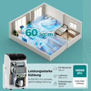 View SereneLife Klimaanlage Mobil 14000 BTU – Kleine Klimaanlage für Zimmer bis 33 m² | WiFi | Kühlung, Entfeuchter & Ventilator | 51 dB image 3