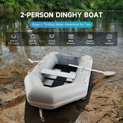 View CREWORKS 7.5ft Inflatable Dinghy Boat, 2 Person 660lb Transom Sport Tender Boat with Pump Aluminum Oars Floor, Heavy Duty Inflatable Raft Kayak for Adults image 2