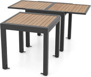 View Extensible outdoor dining table, patio table, all-weather aluminum frame, large rectangular lawn backyard garden terrace dining table, suitable for 4 to 6 people, dark gray (dark gray, slatted tabletop) image 1