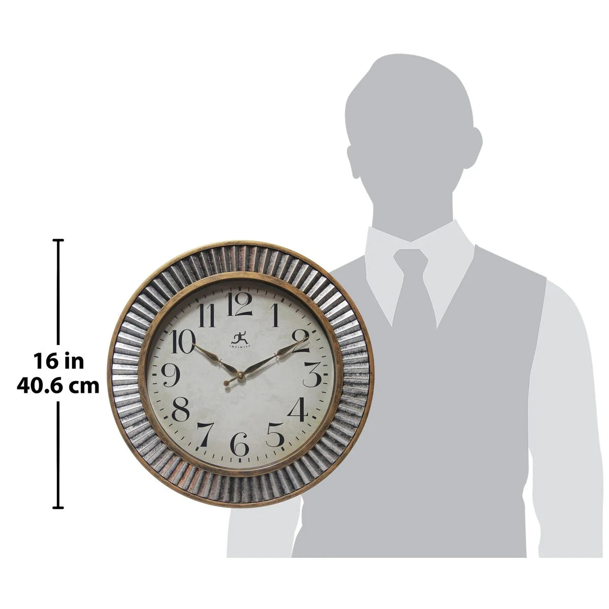 16 Inch Rustic Industrial Wall Clock, Decorative Round Clock for Home