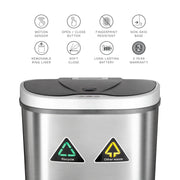 View 18 Gallon Dual Compartment Motion Sensor Trash Can, Automatic Hands-Free Kitchen Garbage Bin image 6