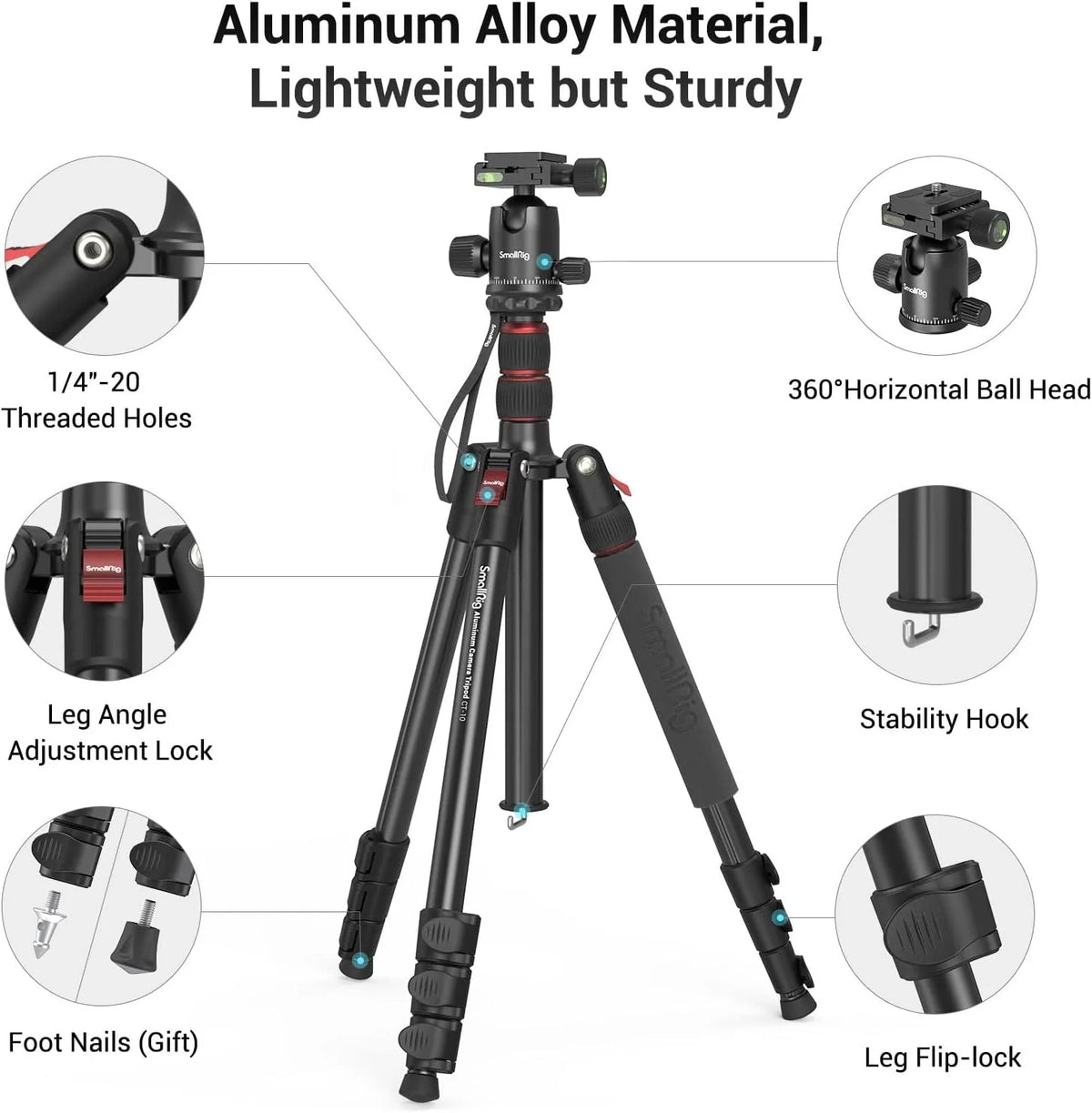 71" Foldable Aluminum Camera Tripod and Monopod, Adjustable Photography Tripod Stand for Cameras and Video