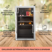 View Klarstein Mini Kühlschrank mit Glastür, Mini, für Zimmer, Getränkekühlschrank Klein mit Verstellbaren Ablagen, 80 Liter, Indoor/Outdoor Kühlschrank image 5