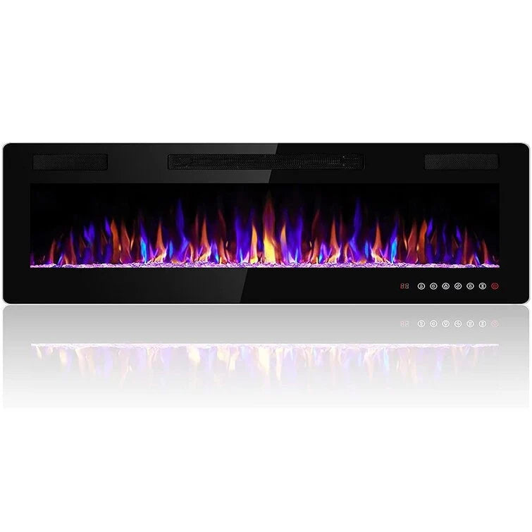 30-72 Inch Ultra-Thin Electric Fireplace, Linear Recessed Wall Mounted Fireplace with Remote Control