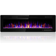 View 30-72 Inch Ultra-Thin Electric Fireplace, Linear Recessed Wall Mounted Fireplace with Remote Control image 1