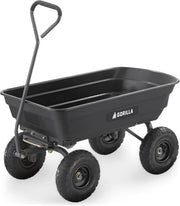 View Heavy-duty multi-purpose garbage transfer cart garden cart, equipped with pneumatic tires, capacity 4 cubic feet - 600 pounds load capacity, outdoor wheeled cart, suitable for garden, gardening and landscaping work. image 1