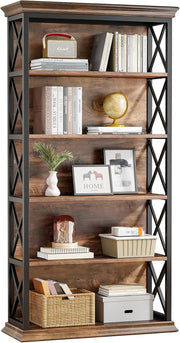 View 6-Tier Bookcase, 71 Inches Industrial Bookshelves, Floor Standing Display Storage Shelves Tall Bookcase for Home Office, Living Room image 1