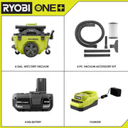 View 18V Cordless 6-Gallon Wet/Dry Vacuum Kit with 4.0Ah Battery, Charger and Accessories image 2