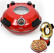 View Electric Pizza Oven with Ceramic Stone, Viewing Window, Adjustable Heat Control, Timer and 1200W Baking Power, DIY Homemade Pizzeria, Large 12-- Pie Capacity (Black) image 2