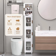 View 4-Tier Tall Narrow Plastic Storage Cabinet, Slim Vertical Organizer for Bathroom, Bedroom and Home Storage image 3