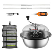 View Leaf trimmer, 16-inch trimming bowl, manual flower branch trimmer, equipped with stainless steel blades for rotary trimming, transparent observation cover, foldable herb drying rack and handheld trimmer are all included. image 1