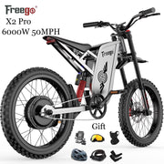 View 6000W(Peak) Motor 60V/30Ah Battery Freego X2Pro Electric Motorcycle for Adults, Electric Bike,50MPH/7 Speed Off Road Electric Bicycle,19 x 2 Full... image 1