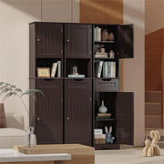 View 67 Inch Tall Narrow Bathroom Linen Cabinet, 5-Tier Solid Wood Freestanding Storage Cabinet image 5