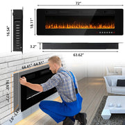 View 30-72 Inch Ultra-Thin Electric Fireplace, Linear Recessed Wall Mounted Fireplace with Remote Control image 6