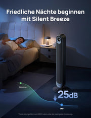 View Dreo Smart 20dB DC Motor Turmventilator Leiser, 11M Windentfernung Ventilator mit Fernbedienung,9 Stufen 4 Modi, 90° Oszillierender Standventilator image 3