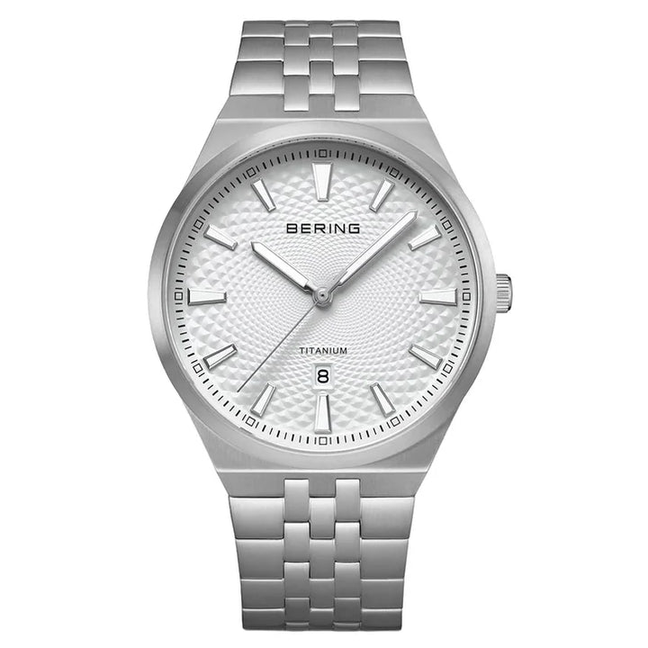 Bering Titanium White Silver-tone Guilloche Dial Men's Watch