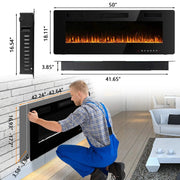 View 30-72 Inch Ultra-Thin Electric Fireplace, Linear Recessed Wall Mounted Fireplace with Remote Control image 2