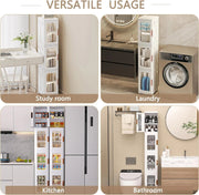 View 4-Tier Tall Narrow Plastic Storage Cabinet, Slim Vertical Organizer for Bathroom, Bedroom and Home Storage image 6
