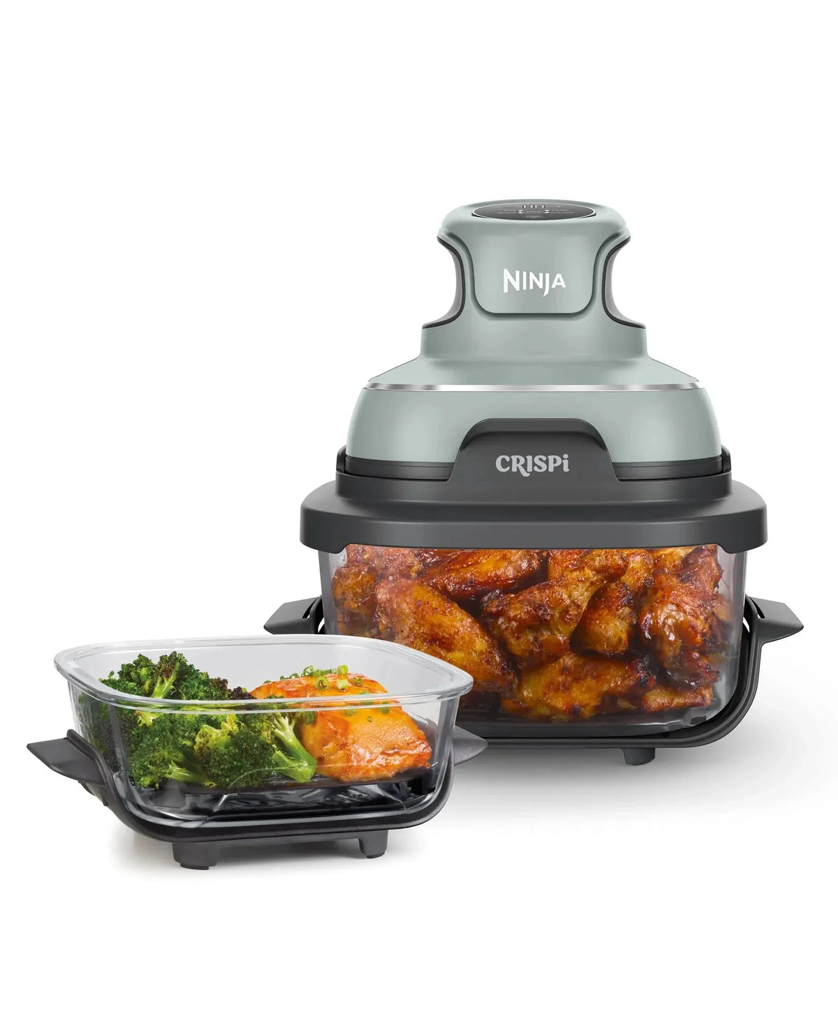 2026 Ninja Crispi Freidora de Aire Caliente, Compatible con Microondas, Congelador y Lavavajillas, Sistema de Cocina Portátil en Vidrio No Tóxico,