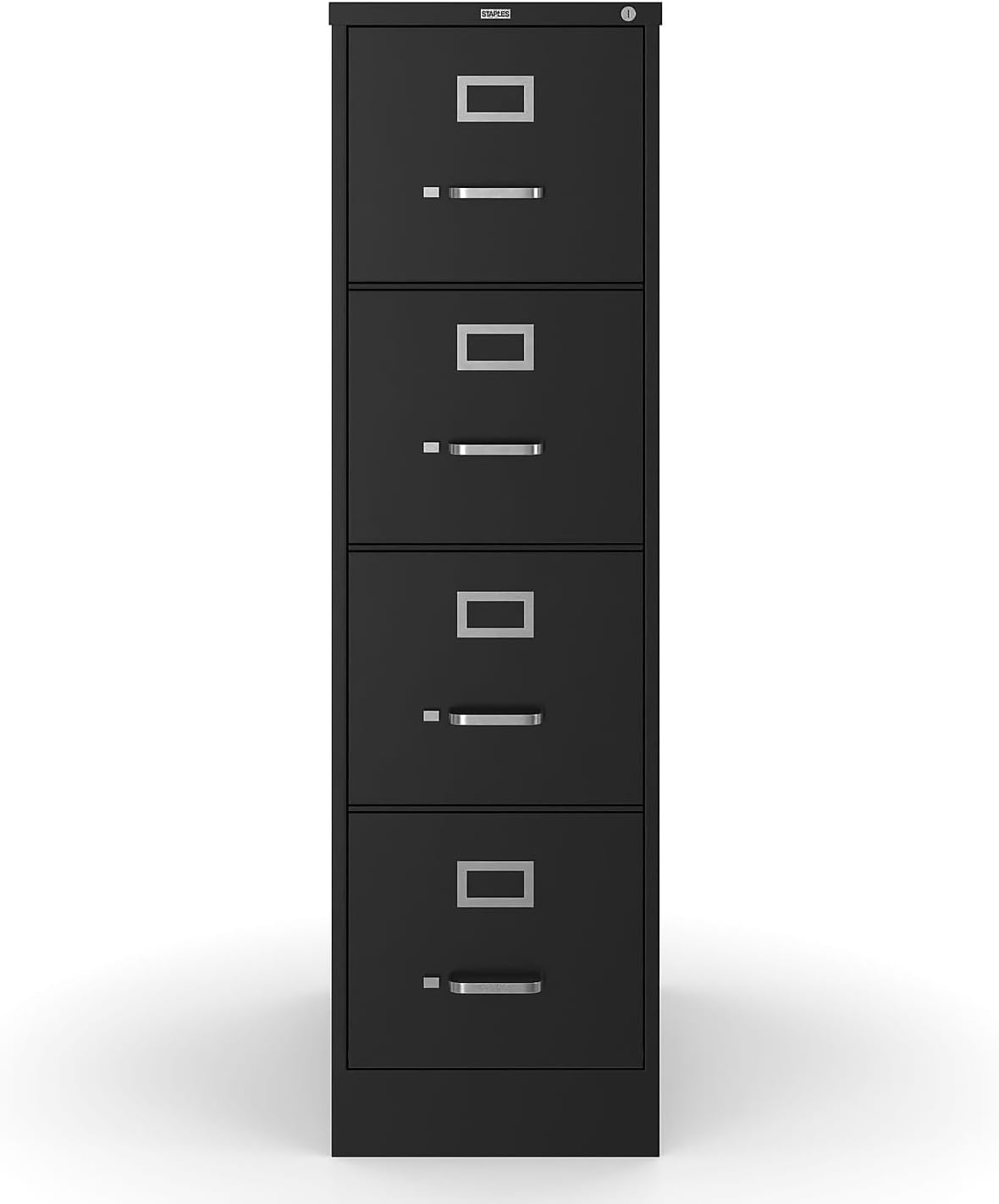 4-Drawer Lockable File Cabinet, Black, 25-Inch D x 15-Inch W