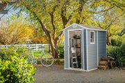 View Keter Manor 4X6 - Caseta de jardín, 130x192x198cm y 2,2m2, Suelo, Sistema de ventilación, Puerta y Ventana, Resistente al Agua, Color Gris image 5