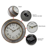 View 16 Inch Rustic Industrial Wall Clock, Decorative Round Clock for Home image 6