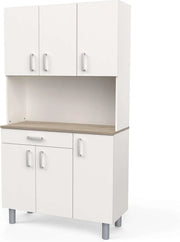 View Miroytengo Kitchen Side Cabinet, Kitchen Cabinet, Buffet Kitchen Cupboard 6 Doors White and Oak Kronberg 101 x 185 cm image 4
