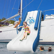 View Pontoon Waterfall Slide, Inflatable Pontoon Boat Water Slide for Kids Backyard Pool Sea, Electric Air Pump & Storage Bag image 2