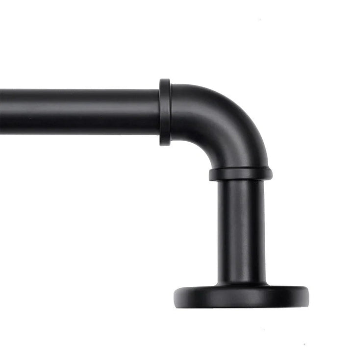 1 Inch Industrial Curtain Rods for Windows, Blackout Wrap-Around Rods, Rustic Matte Black