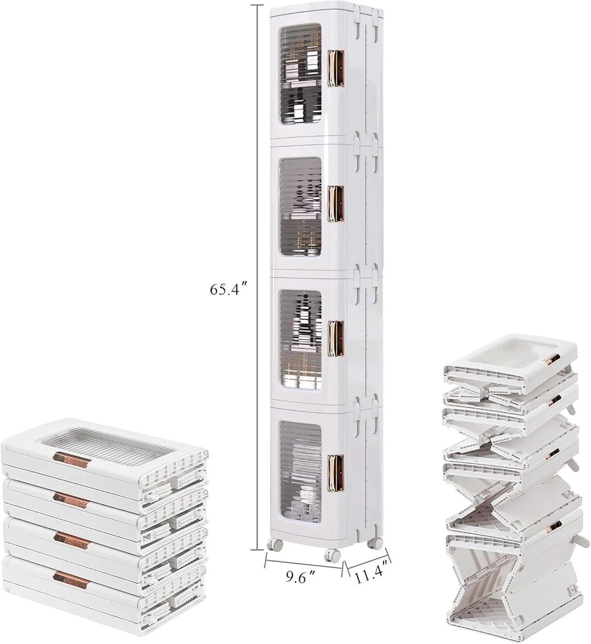 4-Tier Tall Narrow Plastic Storage Cabinet, Slim Vertical Organizer for Bathroom, Bedroom and Home Storage