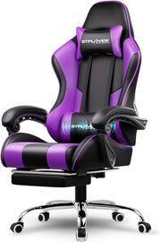 View Gaming Chair with Footrest and Lumbar Support – Ergonomic Computer Chair with Headrest, 360° Swivel, Height Adjustable, White image 1