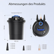 View Wiltec CPF-250 Druckteichfilter 10.000 l/h / 11 W UVC Einheit, Teichdruckfilter für Teiche bis 10.000 Liter, Teichklärer, Filteranlage image 3