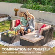 View 5-Piece All-Weather Patio Furniture Set with Cushions, Outdoor Wicker Conversation Sofa Set for Garden, Deck & Backyard image 2