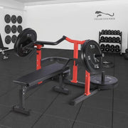 View Chest Press Machine, 1050LBS Capacity, Independent Converging Arms, Weight Bench Press with Adjustable Flat Bench for Upper Body Workouts, Red image 2