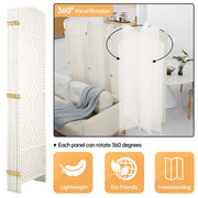 View 6 FT Tall Woven Fiber Room Divider, Freestanding Folding Privacy Screen image 4
