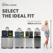 View 13.2 Gallon Step Trash Can, Hands-Free Kitchen Garbage Bin with Odor Control image 4
