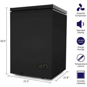 View Chest Freezer – 3.5 Cu Ft with 2 Removable Baskets – Reach In Freezer Chest – Quiet Compact Freezer – 7 Temperature Settings – Black image 2