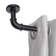 View 1 Inch Industrial Curtain Rods for Windows, Blackout Wrap-Around Rods, Rustic Matte Black image 6