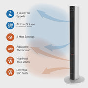 View Lasko 42 in 1500W All Season Tower Fan Space Heater with Timer and Remote, White, FH500 image 2