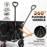 View 330LBS Heavy Duty Collapsible Wagon Cart, All-Terrain Folding Utility Beach Wagon with Adjustable Handle for Garden, Outdoor, Shopping image 6