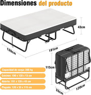 View Cama Plegable de 120 cm con Colchón de 13cm (Viscoelástica), Somier Reforzado de Metal con 4 Ruedas y Funda Antipolvo, Cama Supletoria de Invitados image 3