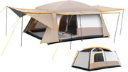 View Camping Tent, 4-6 Person Family Cabin Tents, Large Waterpoof Tents for Camping Outdoor, 210D Oxford Fabric Blackout Foldable Sunburn Prevention Tent with 2 Rooms, 3 Foyers for Picnic Khaki image 1