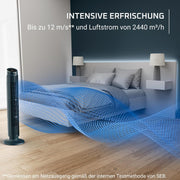 View Rowenta Eole Silence Force Turmventilator, leistungsstark, Silent-Modus, 12 Geschwindigkeitsstufen, 5 Automatikmodi, Timer, 60-90°-Schwenkung, image 3