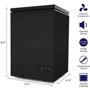 View 3.5 Cu. Ft. Chest Freezer with 2 Removable Baskets and 7 Temperature Settings, Black image 2