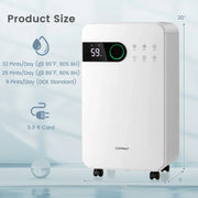 View 32 Pints Dehumidifier with Sleep Mode and 24H Timer for Home Basement-White image 4
