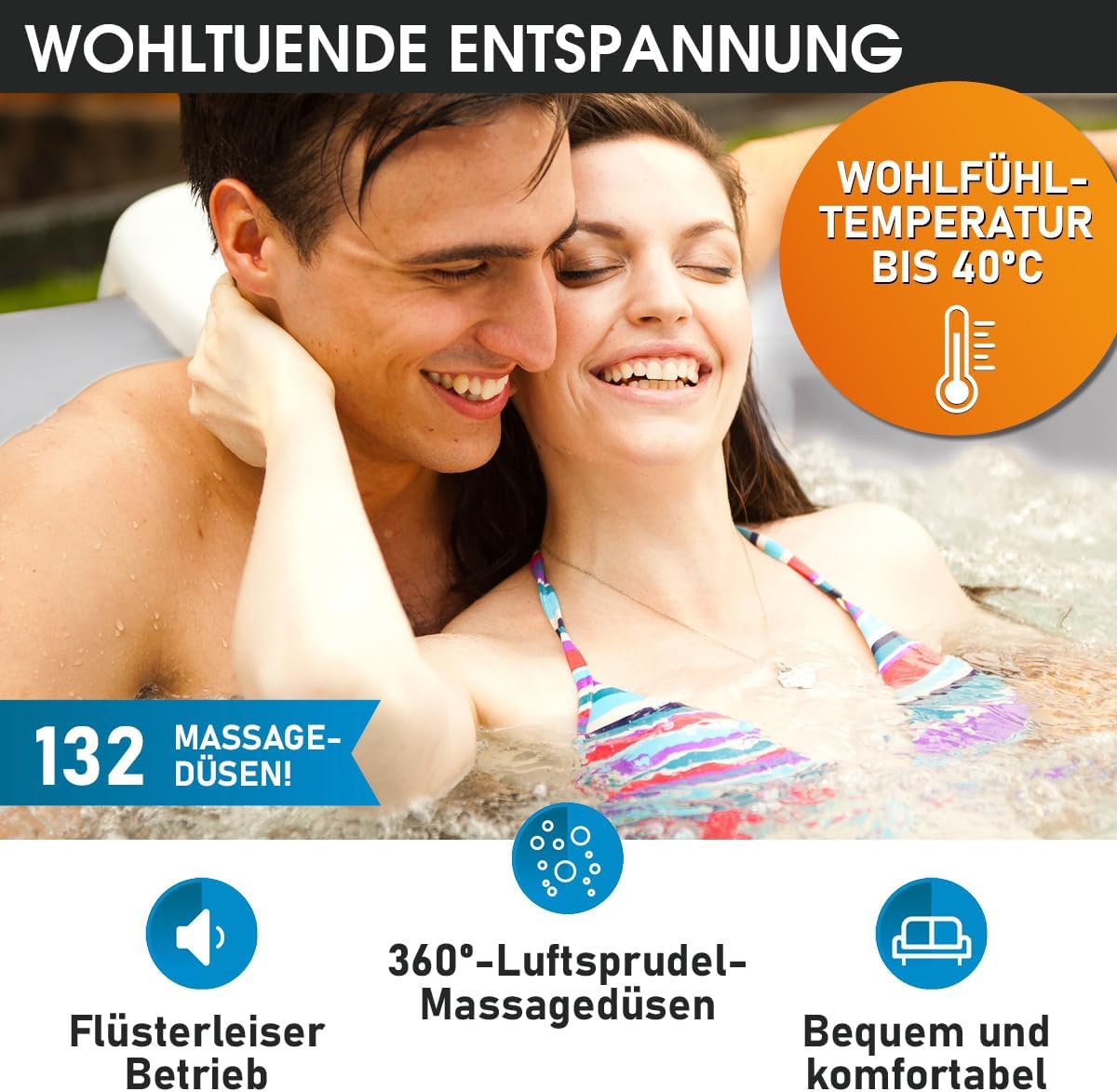 BRAST Whirlpool aufblasbar MSpa | 4-8 Personen | viele Modelle rund und eckig | Ø 125-224cm | In-Outdoor Pool | bis zu 144 Massagedüsen | inkl.
