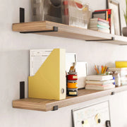 View 72 Inch Floating Wood Wall Shelves, Set of 2 Burnt Wood Display and Storage Shelves for Home Decor image 6