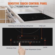 View BENTISM 12 inch Electric Cooktop 2 Burners 1800W Stove Top Touch Control image 6